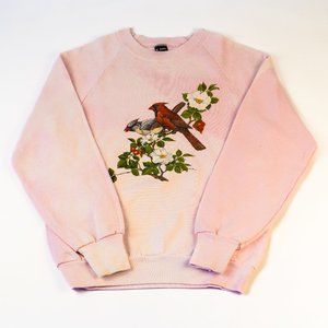 Vintage Bleached Pink Cardinal Cherry Blossom Crewneck